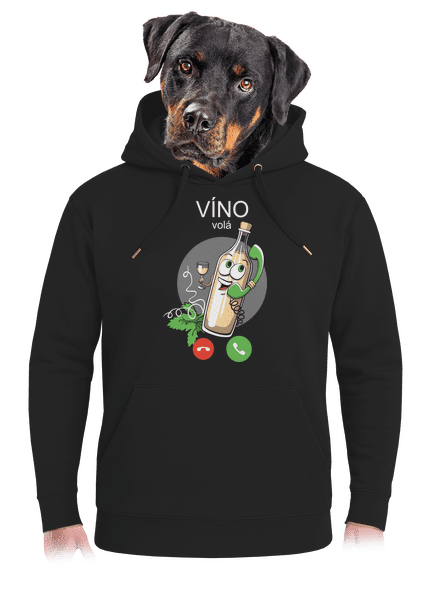 Bílé víno volá unisex mikina premium Dark Black