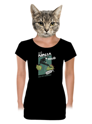 Ninja v rouši dámské tričko s lemem Black