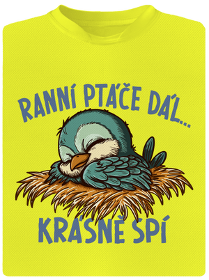 Ranní ptáče spí dětské sportovní tričko Neon Yellow