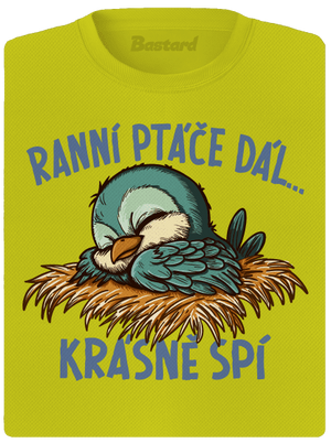 Ranní ptáče spí dámské sportovní tričko Neon Yellow
