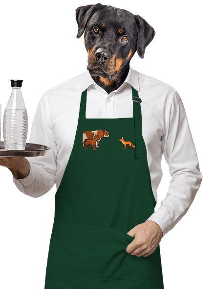 Vůl, pes a vulpes zástěra Bottle Green
