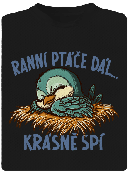 Ranní ptáče spí dětské sportovní tričko Black