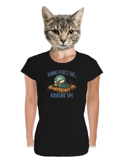 Ranní ptáče spí dámské tričko premium Black