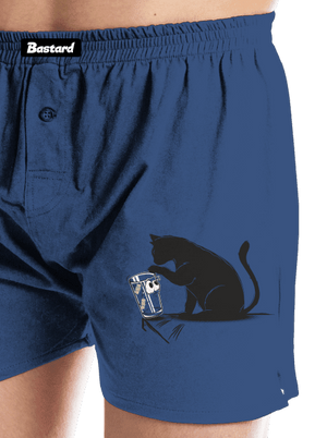 Kočka a sklenice pánské trenky Blue