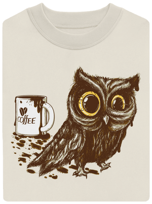 Sova na kofeinu unisex mikina bez kapuce Off White