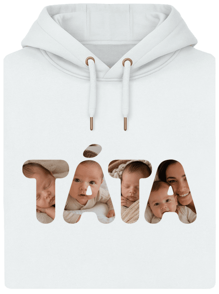 Nápis táta z vlastních fotek unisex mikina premium Snowwhite
