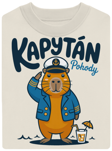 Kapytán pohody unisex mikina bez kapuce Off White