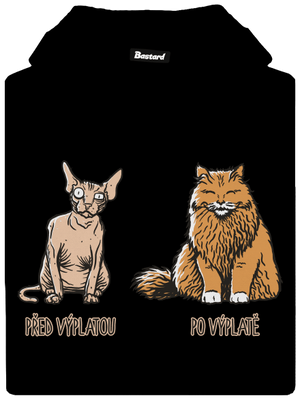 Kočka před výplatou pánská mikina klokanka Black