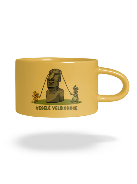 Velikonoční Moai hrnek makronka Yellow Macaron