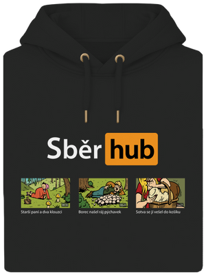 Sběr hub unisex mikina premium Dark Black