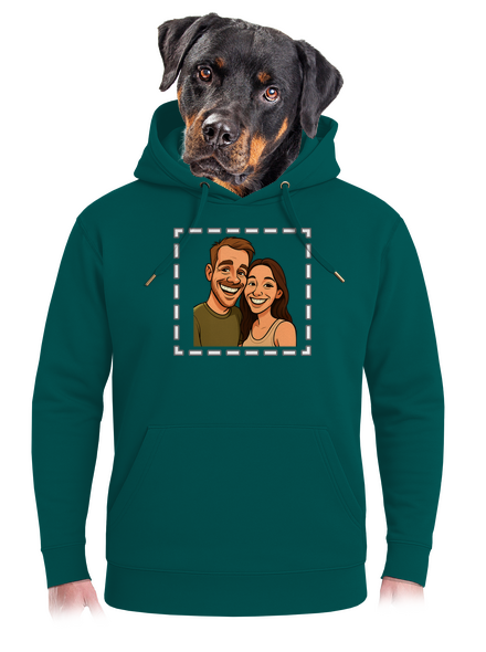Karikatura z vlastní fotky unisex mikina premium Emerald Green