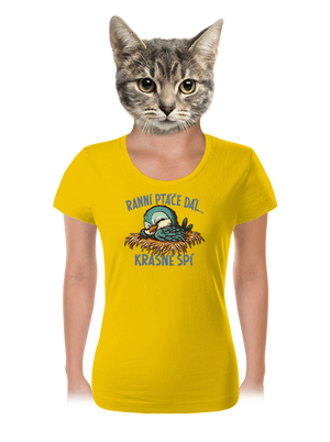 Ranní ptáče spí dámské tričko Yellow