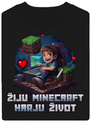 Žiju Minecraft unisex mikina bez kapuce Black