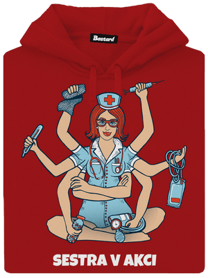 Sestra v akci dámská mikina klokanka Red Mal