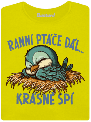 Ranní ptáče spí dámské tričko premium Lemon