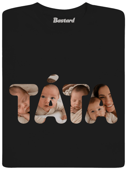 Nápis táta z vlastních fotek pánské tričko Black
