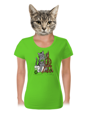 Kočka přede dámské tričko Apple Green
