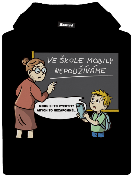 Mobily ve škole dětská mikina klokanka Black