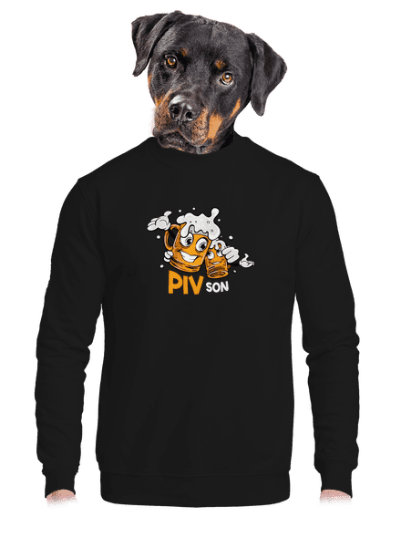 Pivson unisex mikina bez kapuce Black