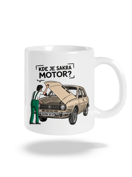 Kde je motor? klasický hrnek White