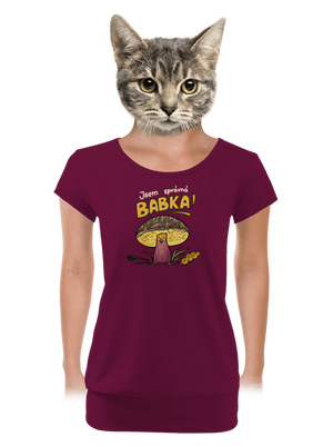 Babka a hříbeček dámské tričko s lemem Rhododendron