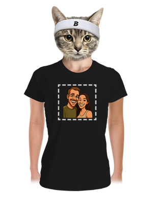 Karikatura z vlastní fotky dámské sportovní tričko Black