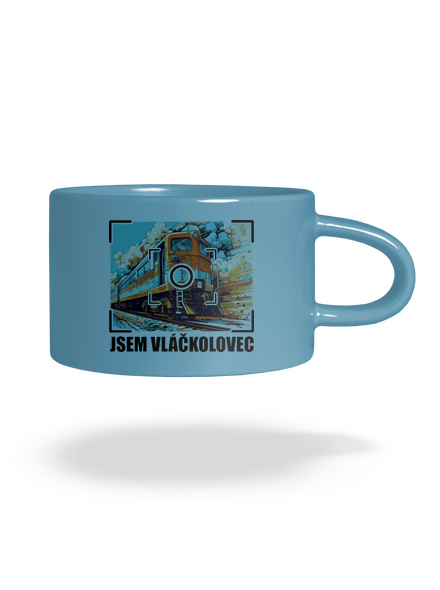Jsem vláčkolovec hrnek makronka Blue Macaron