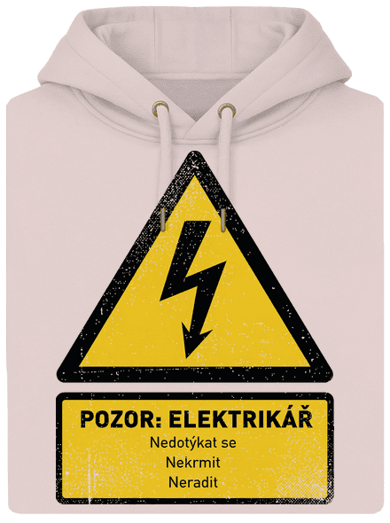 Pozor elektrikář unisex mikina premium Rose Chalk