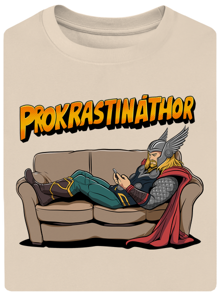 Prokrastináthor unisex tričko oversized Almond