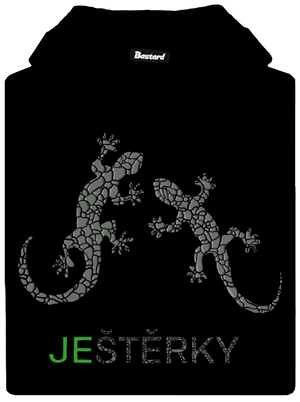 Ještěrky pánská mikina klokanka Black