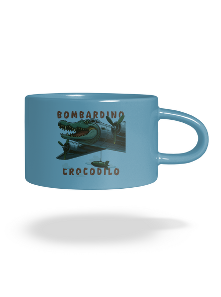 Bombardino Crocodilo – Italian Brainrot hrnek makronka Blue Macaron