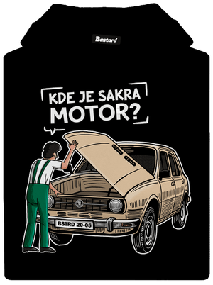 Kde je motor? pánská mikina klokanka Black