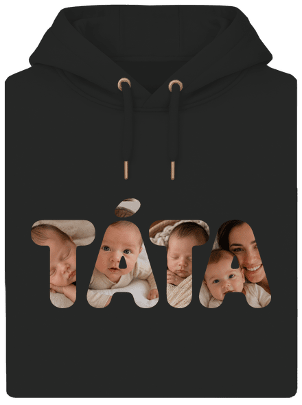 Nápis táta z vlastních fotek unisex mikina premium Dark Black