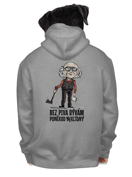 Neklidný bez piva pánská mikina na zip Light Melange