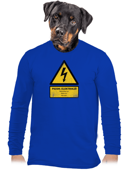 Pozor elektrikář pánské dlouhý rukáv Royal Blue