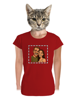 Karikatura z vlastní fotky dámské tričko premium Red Mal