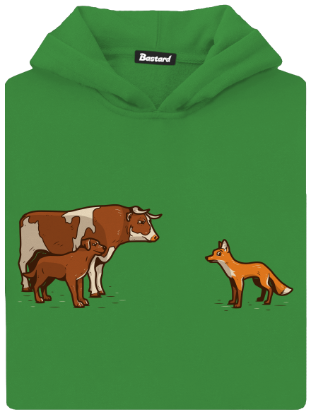 Vůl, pes a vulpes dětská mikina klokanka Kelly Green AWD