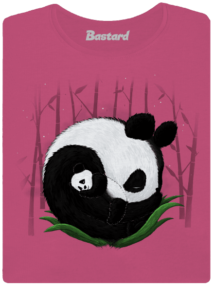 Dvě spící pandy dámské tričko s lemem Magenta