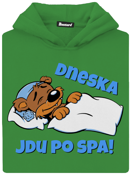 Dneska jdu po spa dětská mikina klokanka Kelly Green AWD