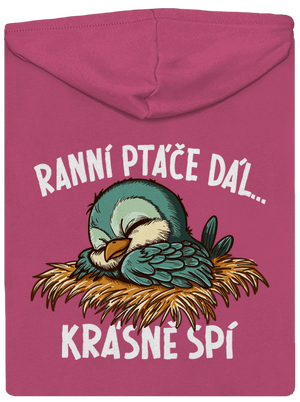Ranní ptáče spí dámská mikina na zip Magenta