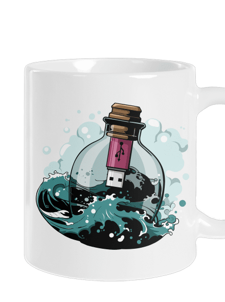 USB vzkaz v láhvi klasický hrnek White