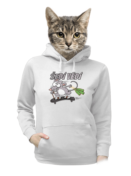 Šedí vědí - myšák dámská mikina klokanka White