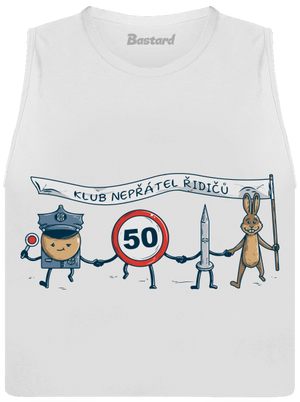Nepřátelé řidičů dámské tílko volné White