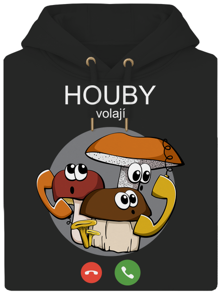 Houby volají unisex mikina premium Dark Black