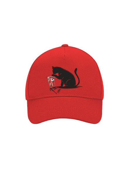 Kočka a sklenice kšiltovka baseballka Classic Red