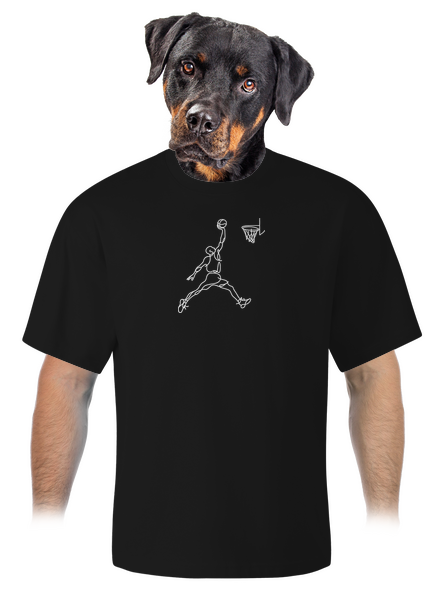 One line slam dunk unisex tričko oversized Black