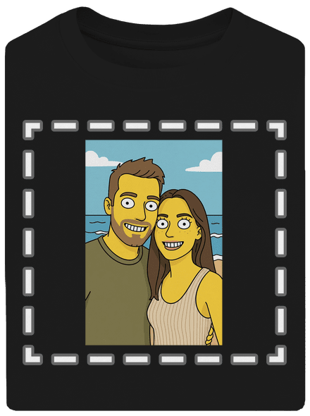 Simpsonovi z vlastní fotky unisex tričko oversized Black