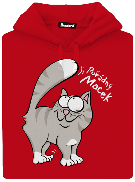 Macek a Micina pánská mikina klokanka Red