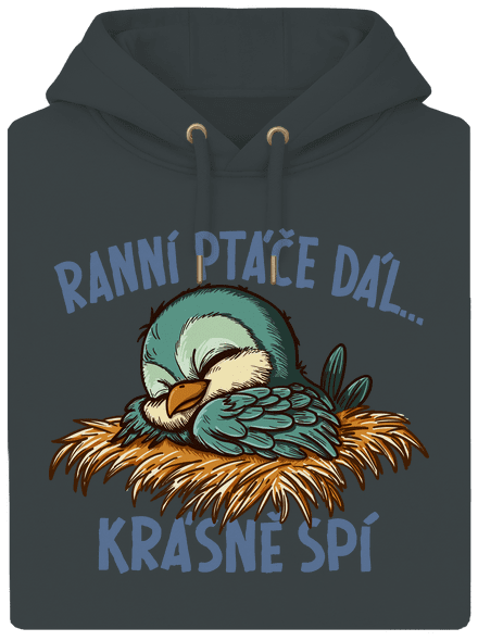 Ranní ptáče spí unisex mikina premium Charcoal