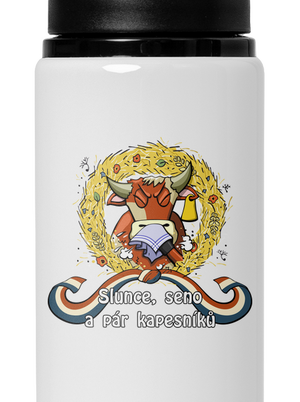 Slunce, seno a pár kapesníků lahev na vodu White